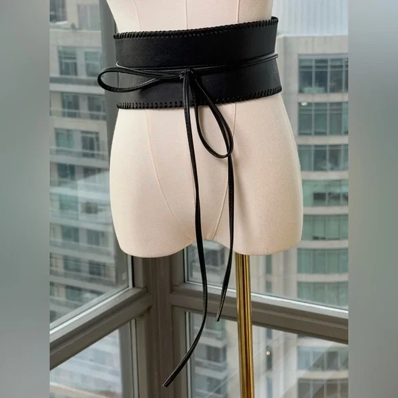 🆕 BRONX & BANCO 🧿 NWOT Briana Faux Leather Tie-Around Belt, Black - Picture 10 of 16